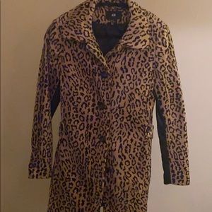 H&M cheetah coat w/pleather back sleeve